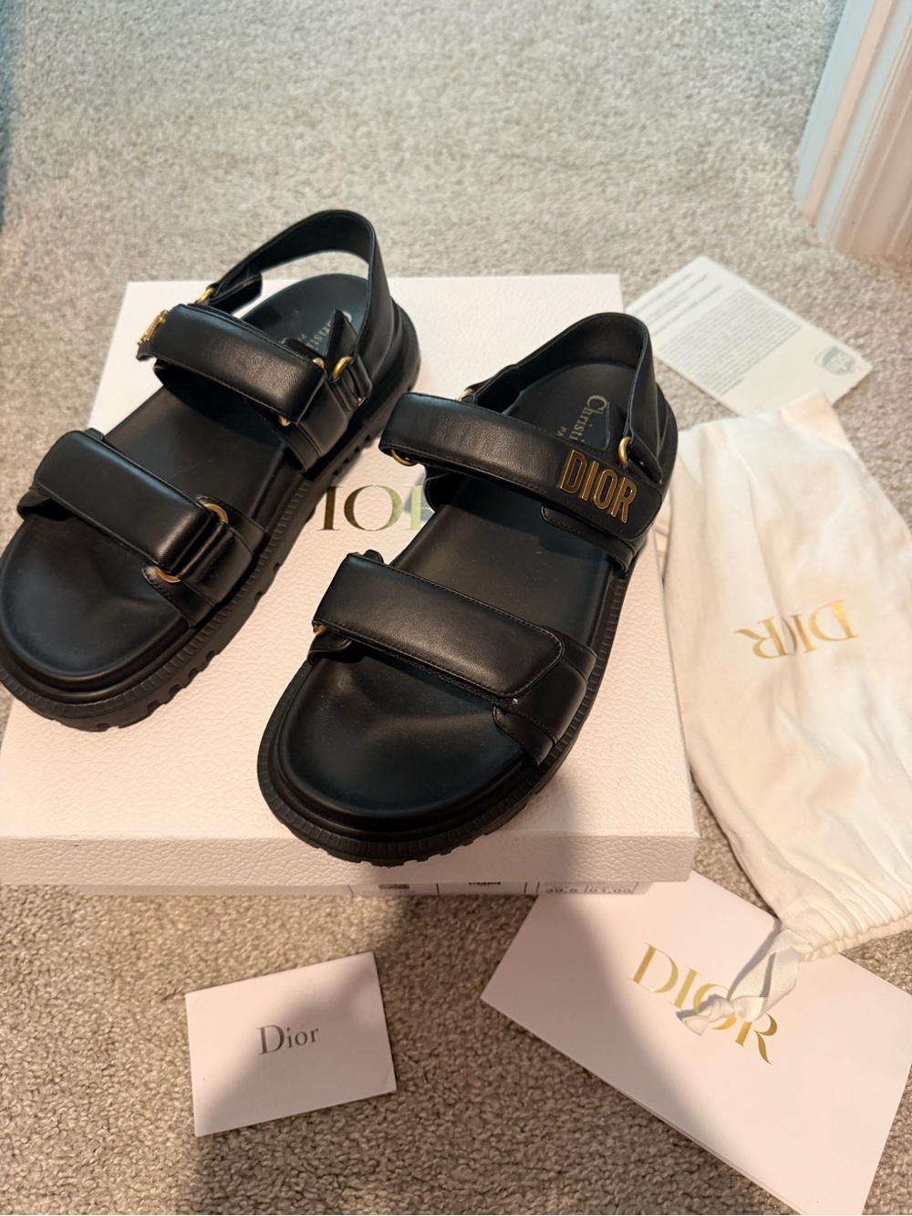 Dior Black Lambskin Dioract Sandals